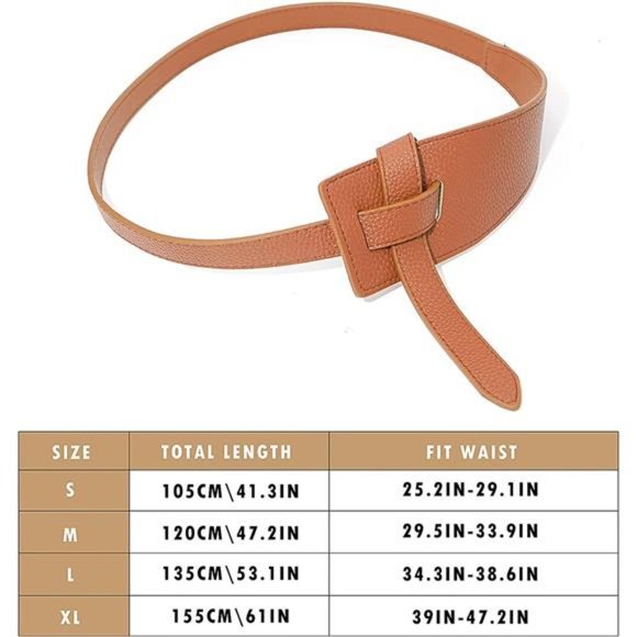 Wovanoo Leather Waist Belts Tie a Knot Belt Vintage Faux Leather Wide Wrap Belt